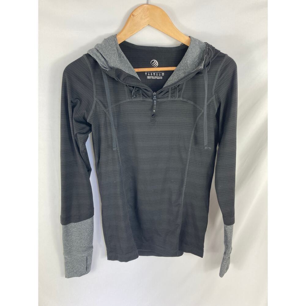 MPG Zip V Neck Ruffle Detail Grey Pullover Athletic Sweatshirt Size Small